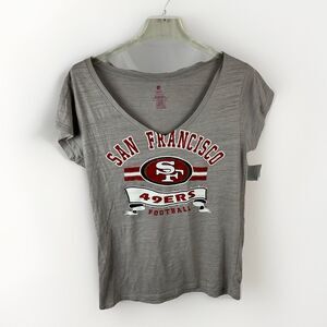 NFL San Francisco 49ers T-Shirt Teens Girls XL 15/17 Gray V-Neck Short Sleeve